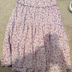 art class Cream and Lavender Floral Tiered Midi Skirt